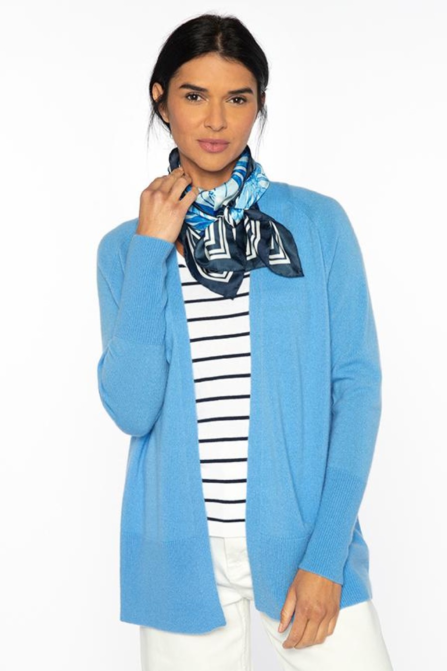 Online Kinross Cashmere Rib Trim Easy Cardigan