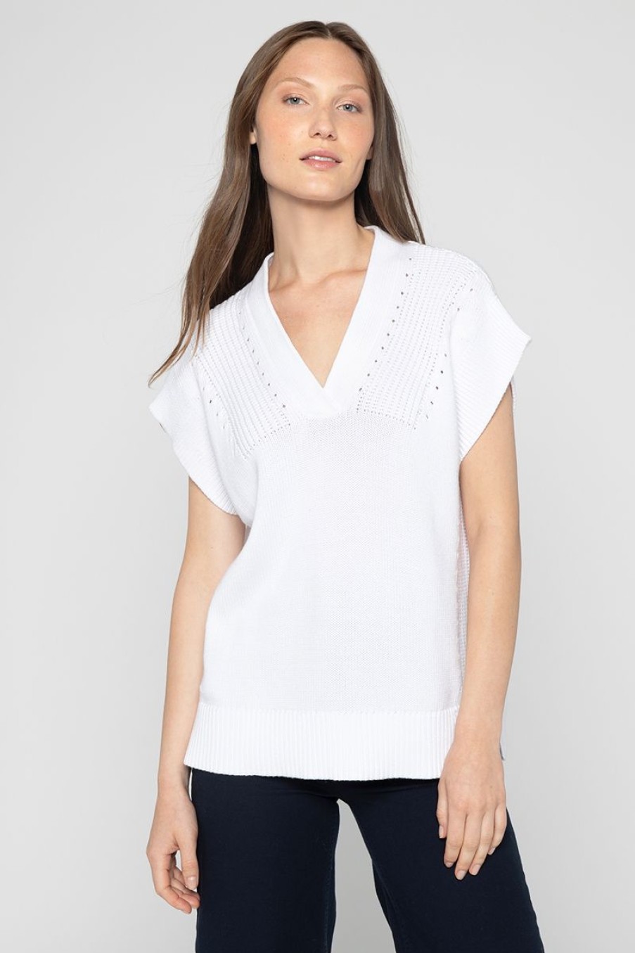 Online Kinross Cashmere Pointelle Vest White