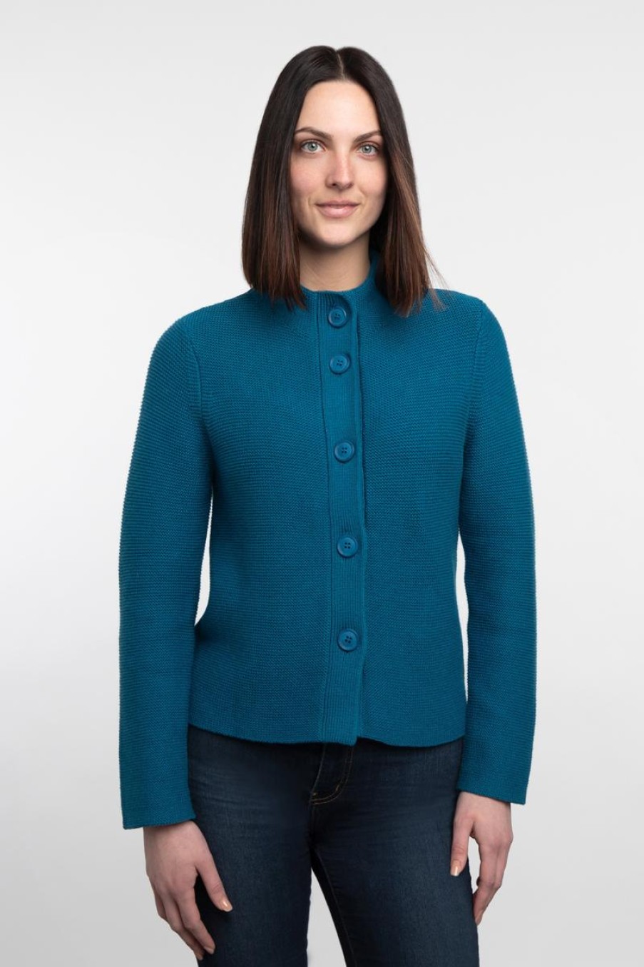 Best Kinross Cashmere Buttoned Mock Cardigan